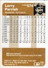 Back Of Card | Larry Parrish Baseball Cards 1983 Fleer