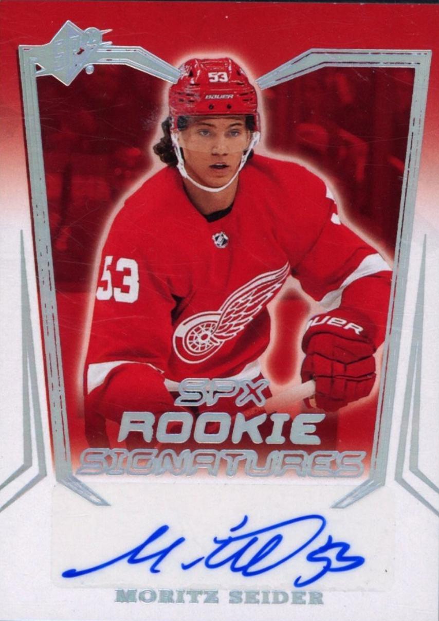 Moritz Seider #SPXR-SE Hockey Cards 2021 SPx Rookie Signatures