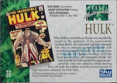 Back | Hulk [PROTOTYPE] Marvel 1992 Masterpieces
