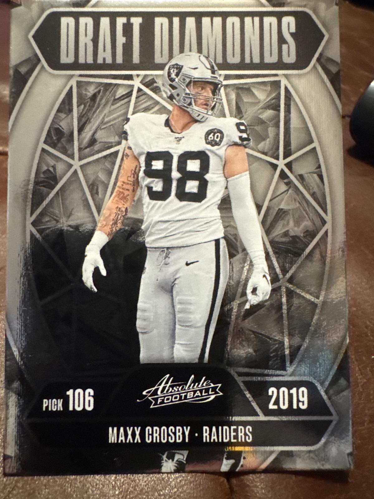 Maxx Crosby #10 2025 Panini Absolute Countdown Calendar Football Draft Diamonds