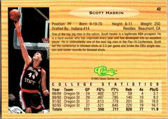Back Of Card | Scott Haskin Basketball Cards 1993 Classic Draft Picks