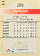 Back Of Card | Allen Iverson Basketball Cards 2004 Hoops