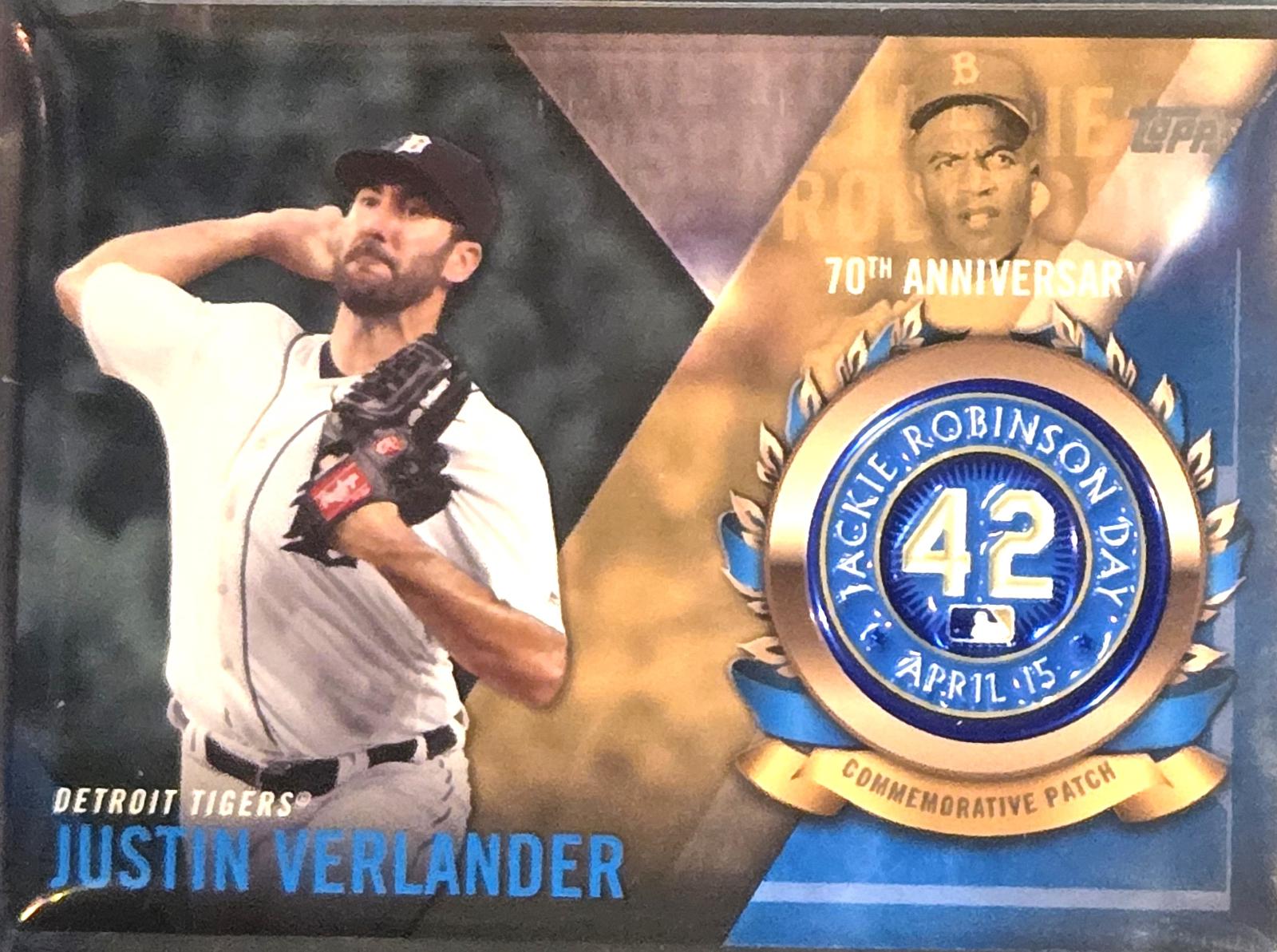 Justin Verlander #JRPC-JVE Baseball Cards 2017 Topps Jackie Robinson Day Commemorative Logo Patches