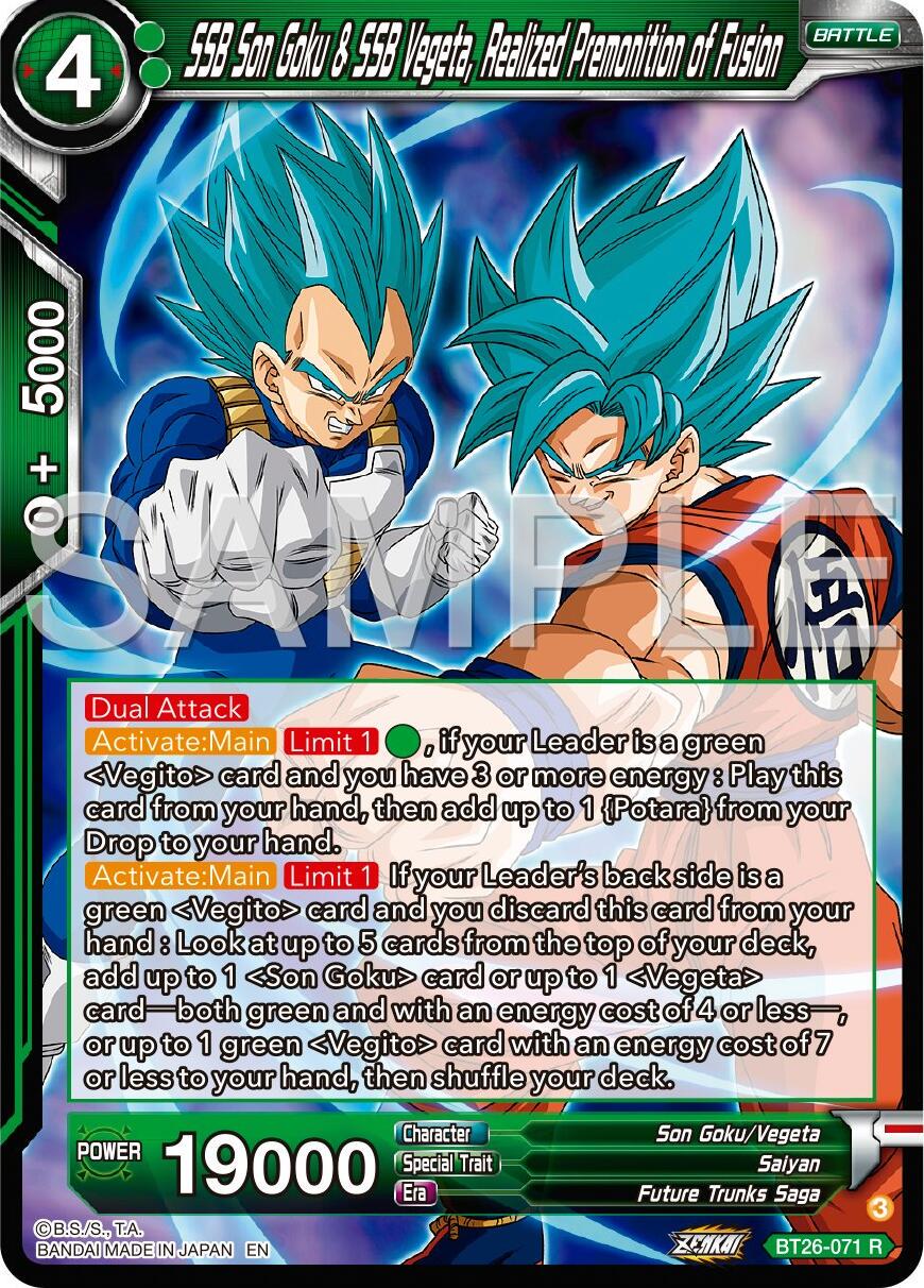 SSB Son Goku & SSB Vegeta, Realized Premonition of Fusion BT26-071 Dragon Ball Super Ultimate Advent