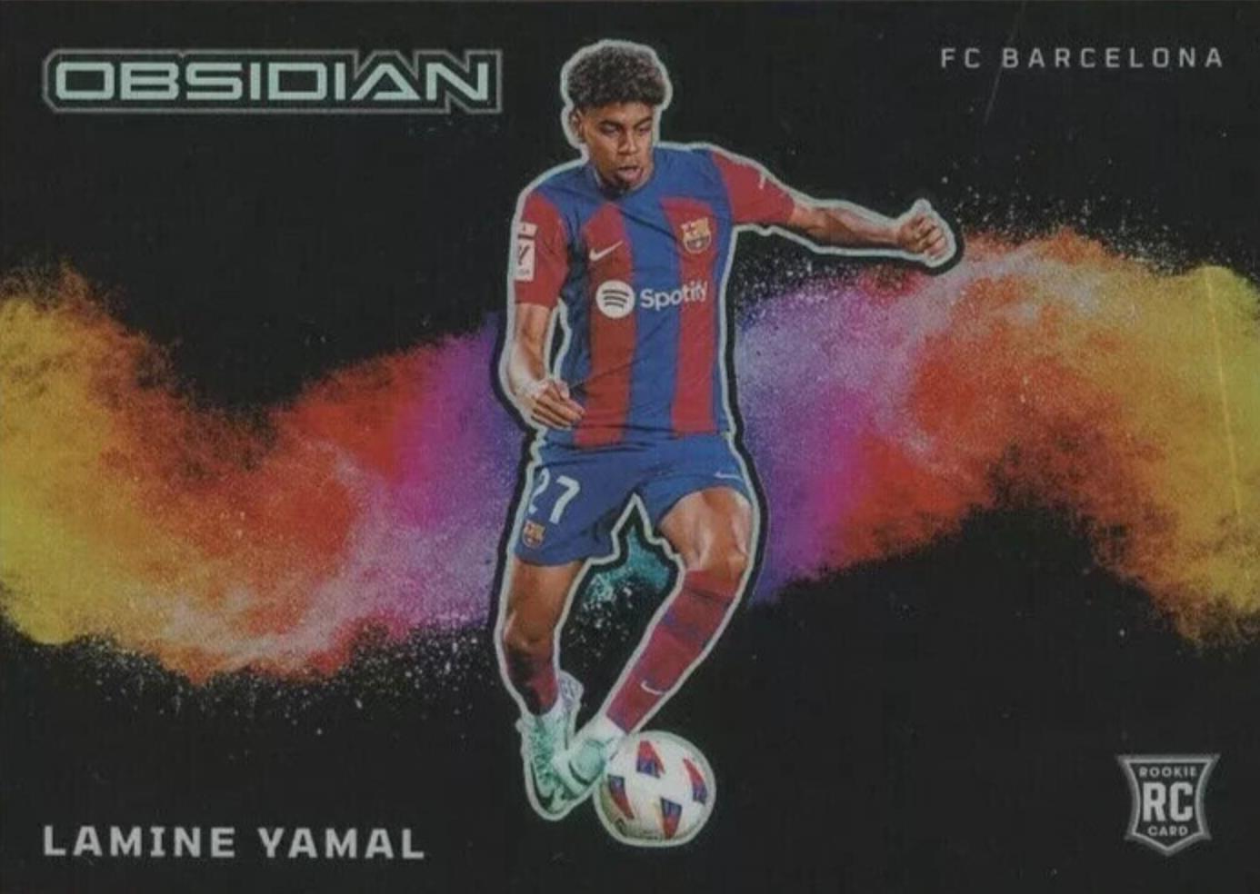 Lamine Yamal #8 Soccer Cards 2023 Panini Obsidian Black Color Blast