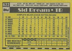 Back Of Card | Sid Bream Baseball Cards 1990 Topps