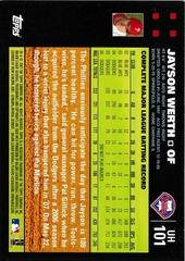 Back Of Card | Jayson Werth Baseball Cards 2007 Topps Update & Highlights