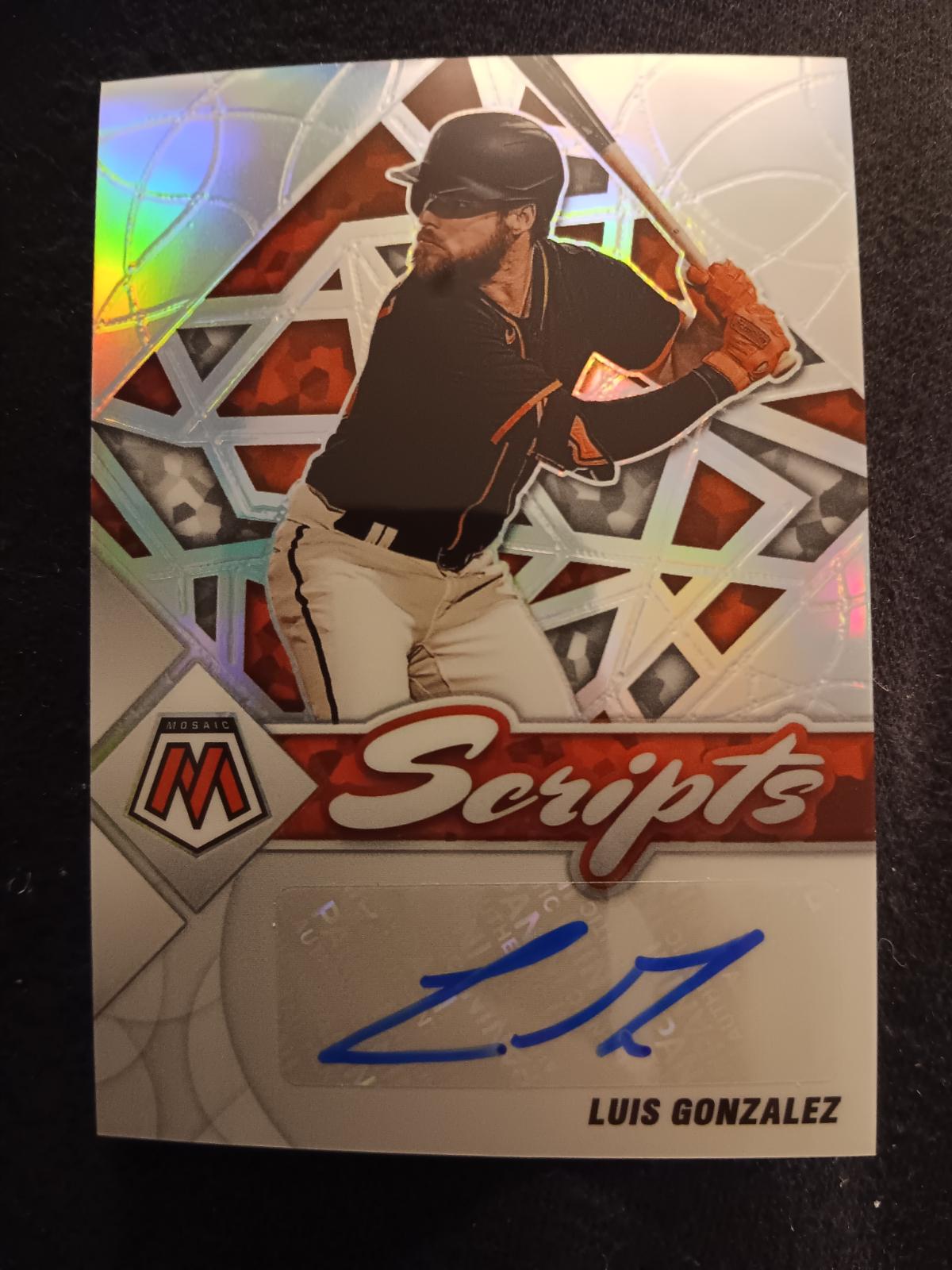 Luis Gonzalez #SC-LG Baseball Cards 2022 Panini Mosaic Scripts Autographs