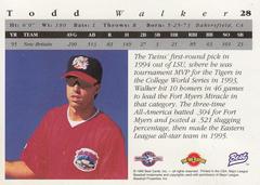Back Of Card Todd Walker 28 | Todd Walker Baseball Cards 1995 Best