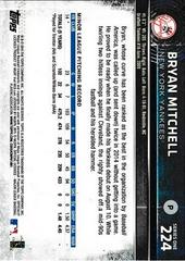 Back Of Card | Bryan Mitchell Baseball Cards 2015 Topps