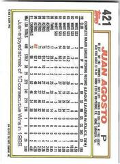 Back Of Card | Juan Agosto Baseball Cards 1992 Topps