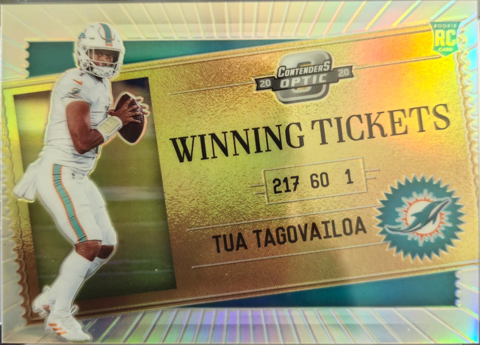 Tua Tagovailoa #WT18 Football Cards 2020 Panini Contenders Optic Winning Tickets