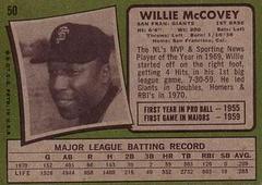 Back | Willie McCovey Baseball Cards 1971 Topps