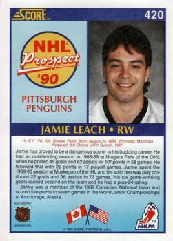Jamie Leach #420 Prices [Rookie] | 1990 Score | Hockey Cards