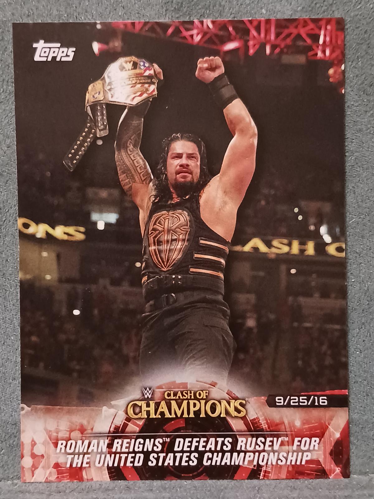 Roman Reigns Defeats Rusev For the United States Championship #3 Wrestling Cards 2018 Topps WWE Road To Wrestlemania