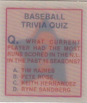 Baseball Trivia Quiz #125 1986 Sportflics Magic Motion Trivia Quiz Baseball