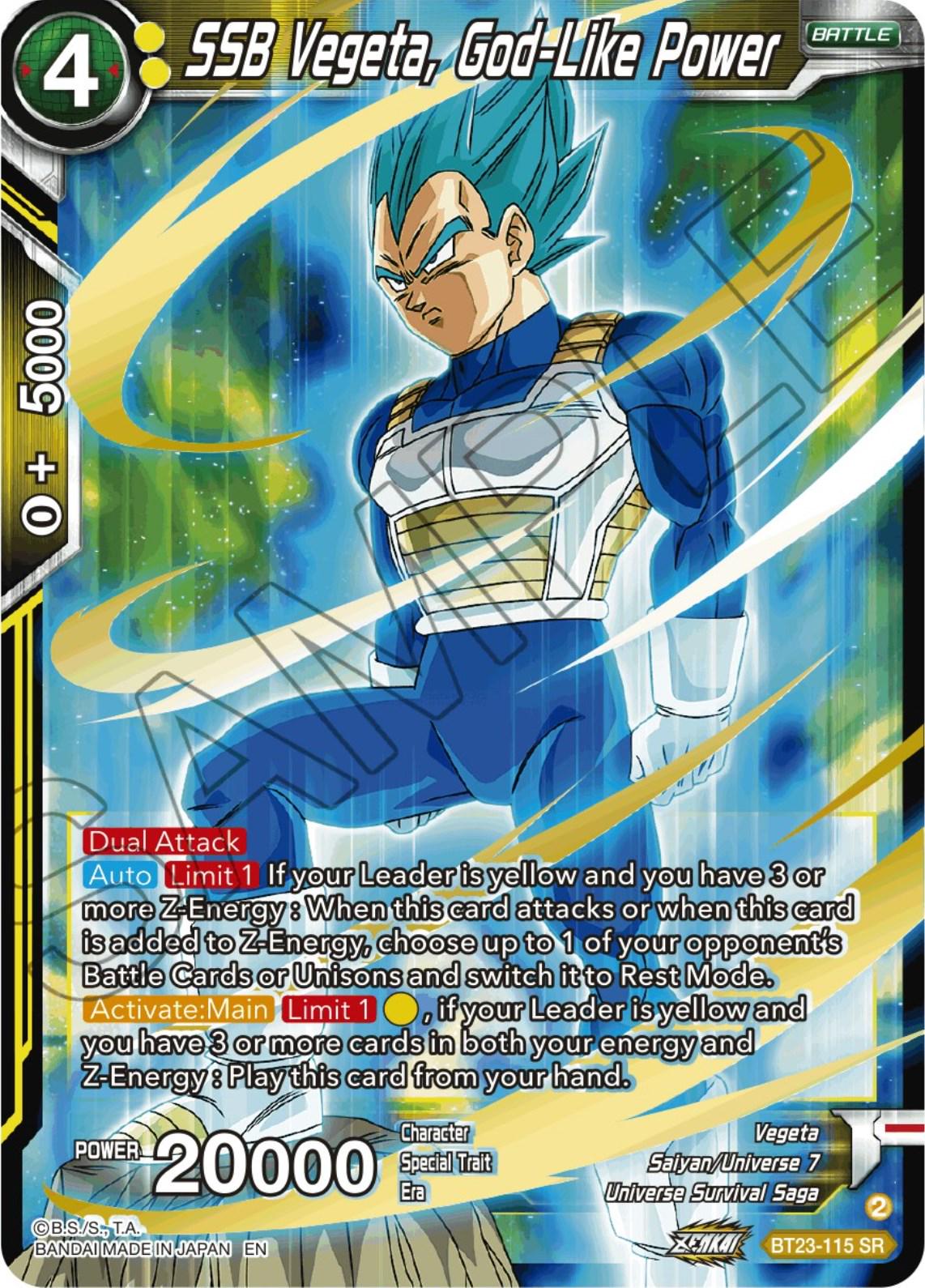 SSB Vegeta, God-Like Power BT23-115 Dragon Ball Super Perfect Combination