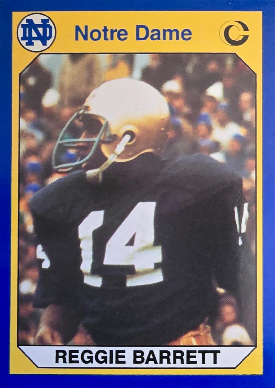 Reggie Barrett #3 Football Cards 1990 Notre Dame Collegiate Collection