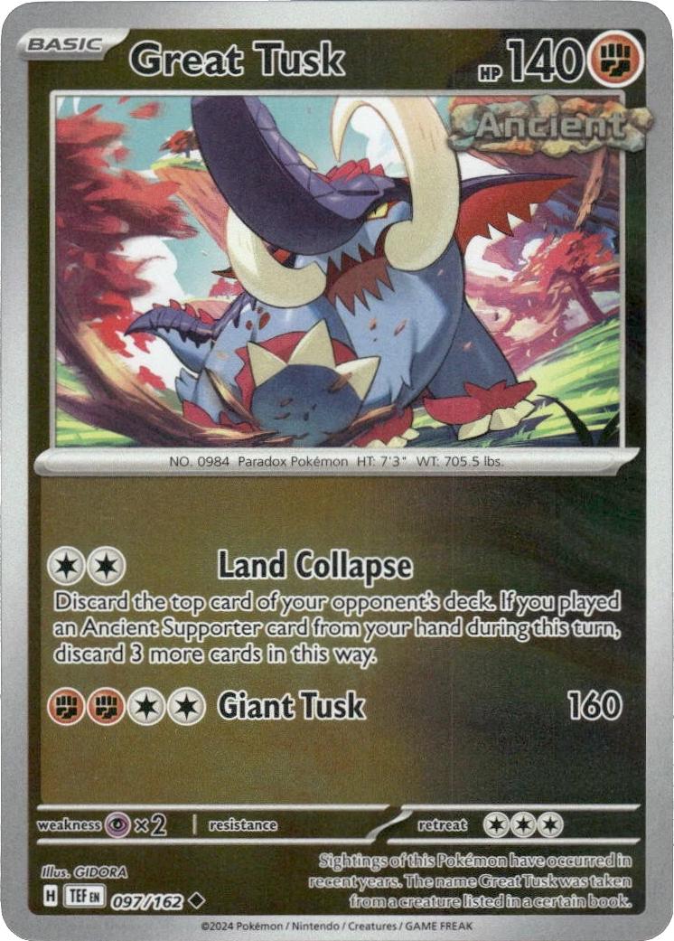 Great Tusk [Reverse Holo] #97 Prices | Pokemon Temporal Forces | Pokemon  Cards