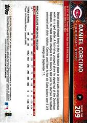 Back Of Card | Daniel Corcino Baseball Cards 2015 Topps