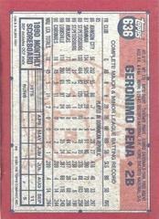 Back Of Card | Geronimo Pena Baseball Cards 1991 Topps