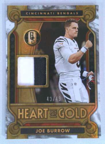 Joe Burrow [White Gold] #18 Football Cards 2023 Panini Gold Standard Heart of Threads