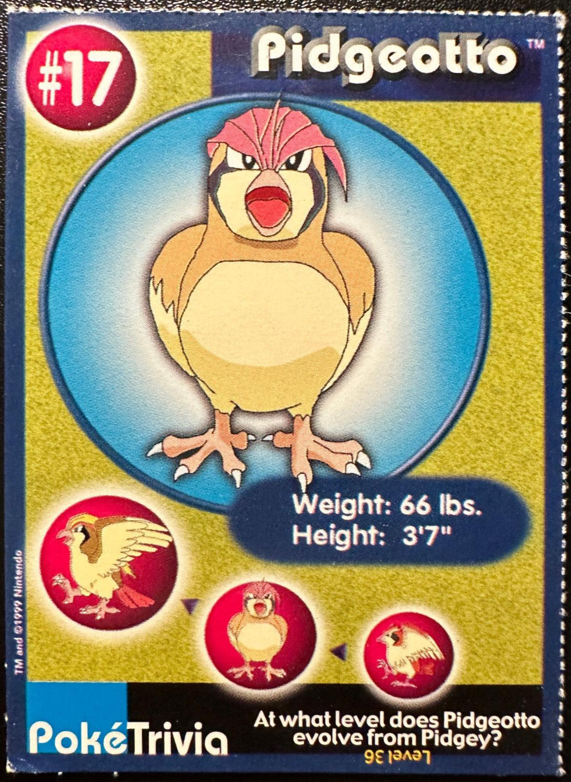 Pidgeotto #17 Pokemon Burger King