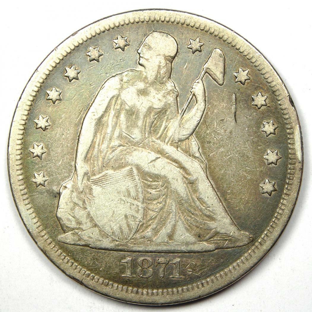1871 Coins Seated Liberty Dollar