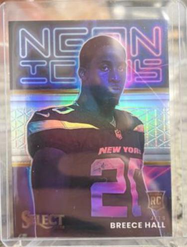 Breece Hall #NI-16 Football Cards 2022 Panini Select Neon Icons