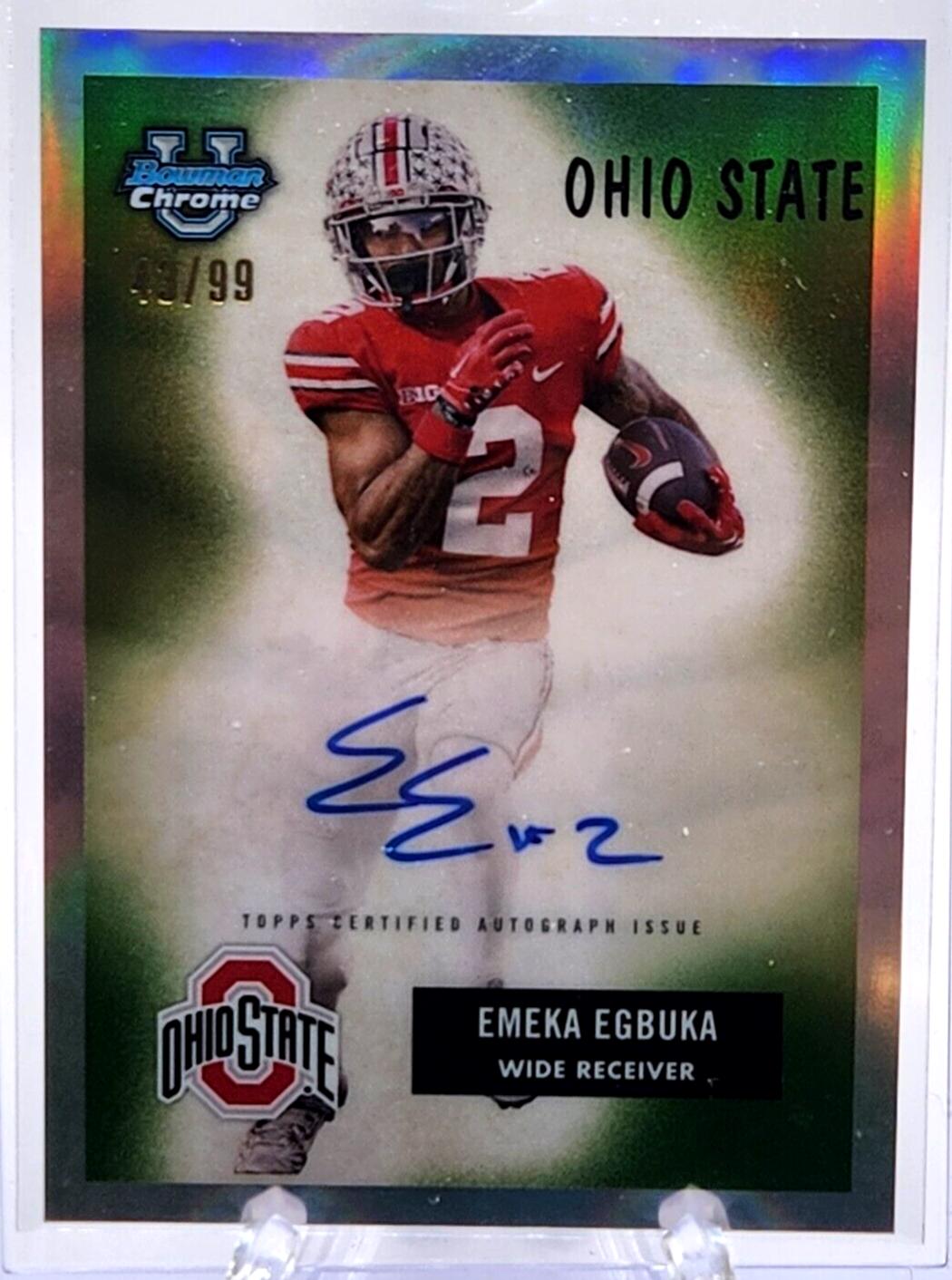 Emeka Egbuka #55B-EE Football Cards 2023 Bowman Chrome University 1955 Autographs