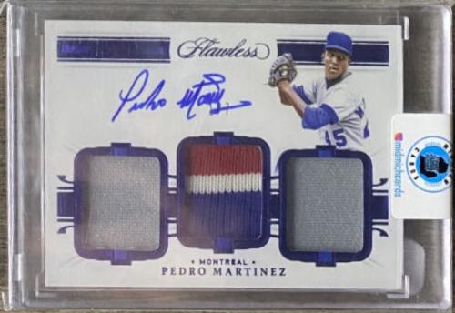 Pedro Martinez #TPA-PM Baseball Cards 2021 Panini Flawless Triple Patch Autographs