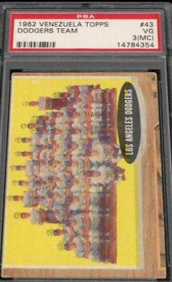 Dodgers Team #43 Baseball Cards 1962 Venezuela Topps