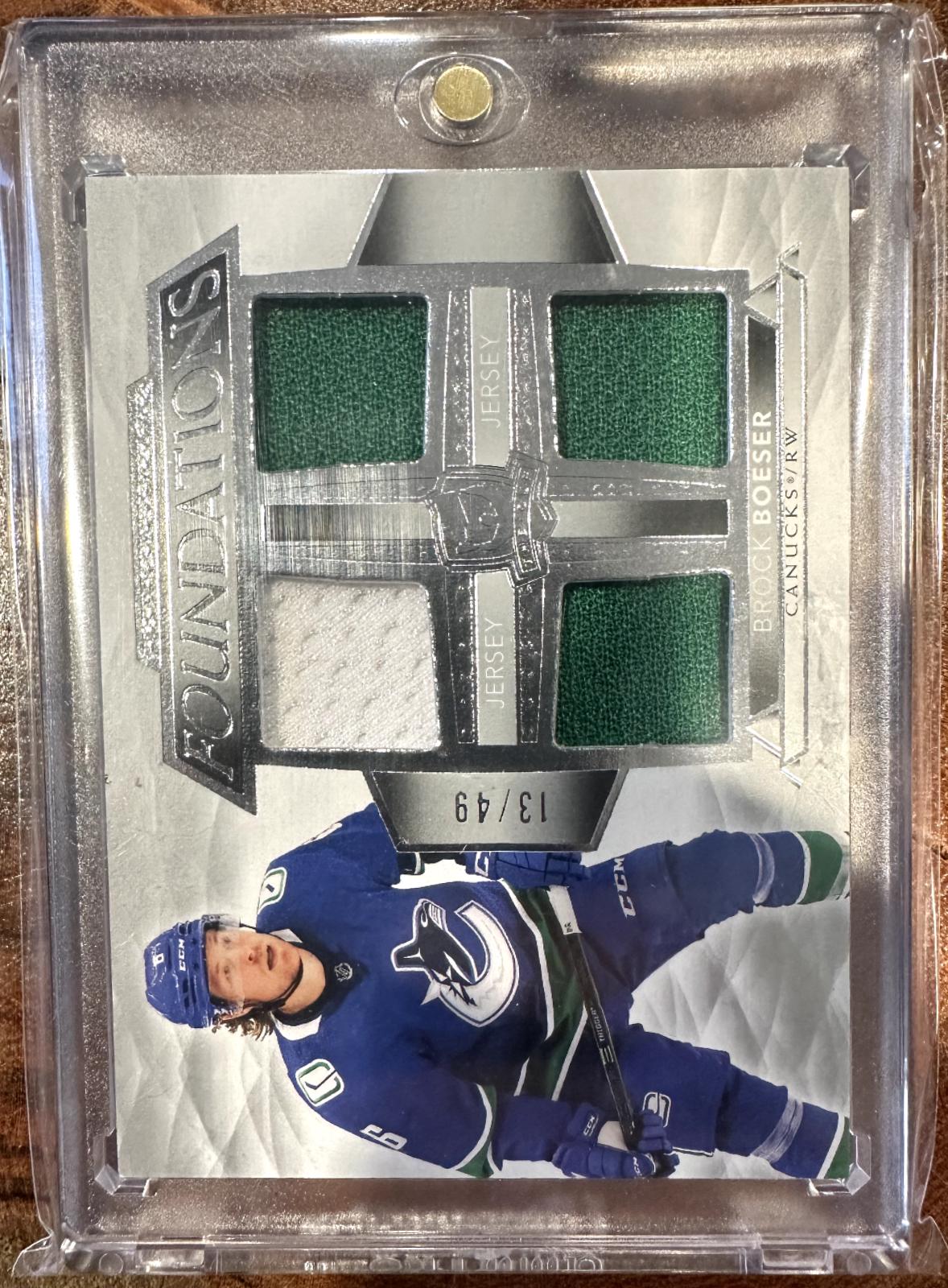 Brock Boeser #F-BB Hockey Cards 2021 Upper Deck The Cup Foundations Quad Jersey