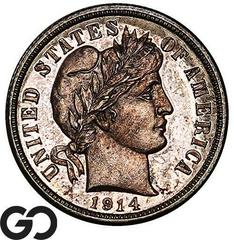 1914 [PROOF] Coins Barber Dime Prices