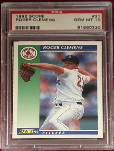 Roger Clemens #21 Baseball Cards 1992 Score