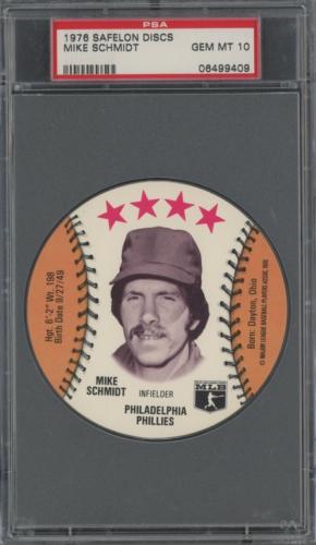 Mike Schmidt Baseball Cards 1976 Safelon Discs