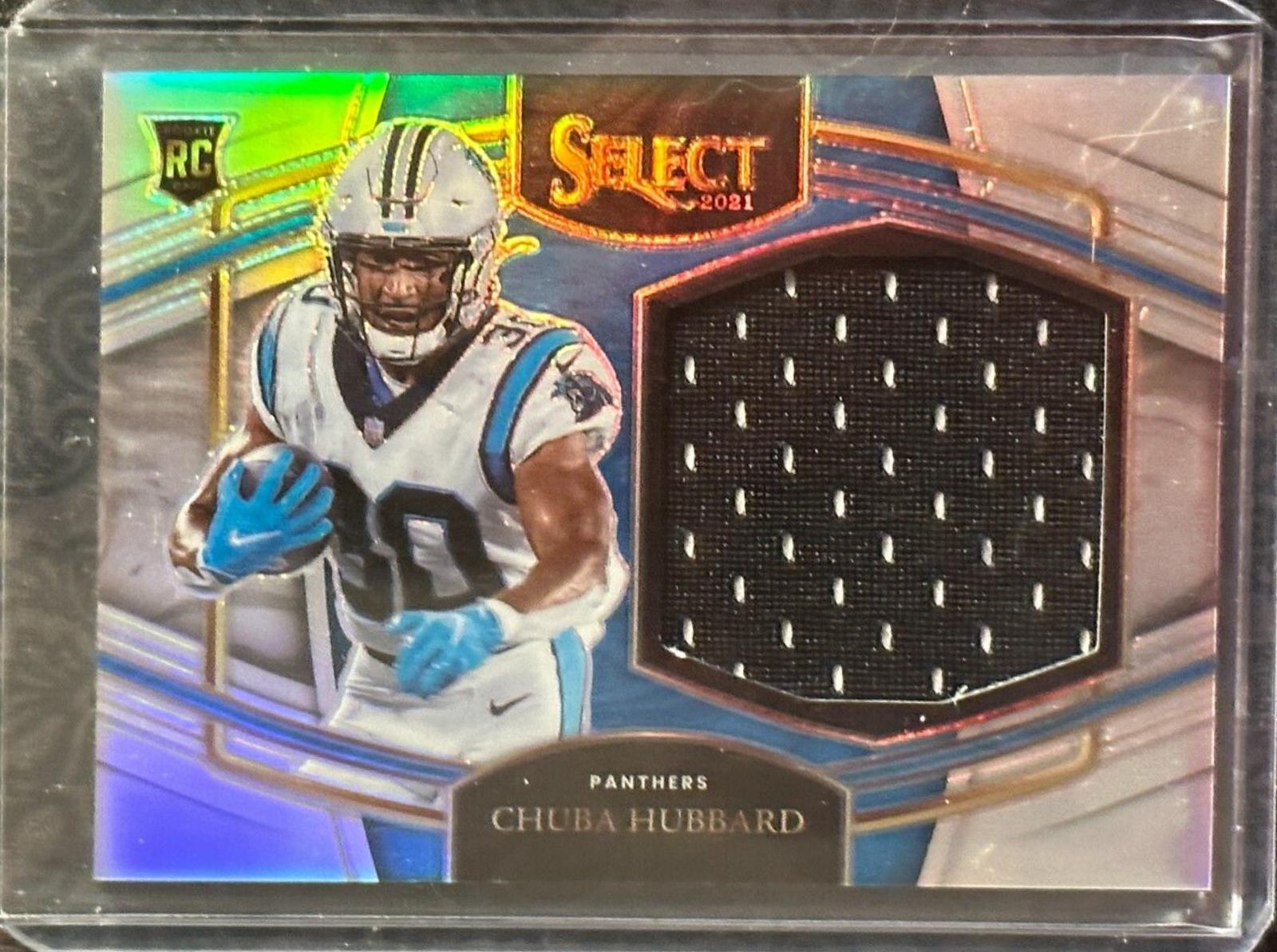 Chuba Hubbard #JS-CHU Football Cards 2021 Panini Select Jumbo Rookie Swatch