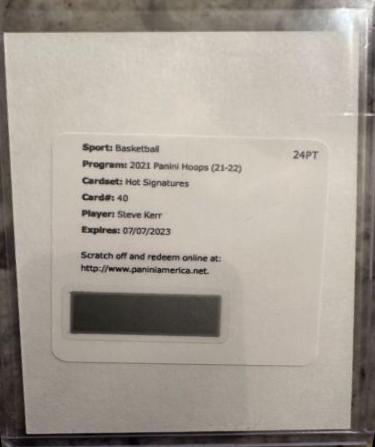 Steve Kerr #HS-SKR Basketball Cards 2021 Panini Hoops Hot Signatures