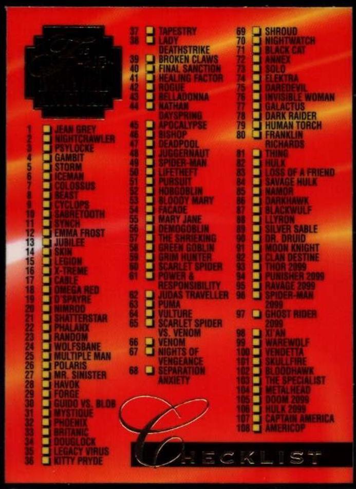 Checklist #150 Marvel 1995 Flair