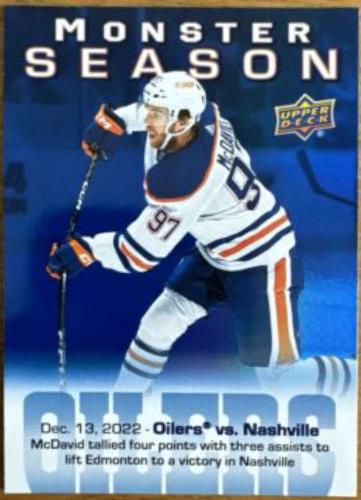 Connor McDavid #MS-30 Hockey Cards 2023 Upper Deck Monster Season