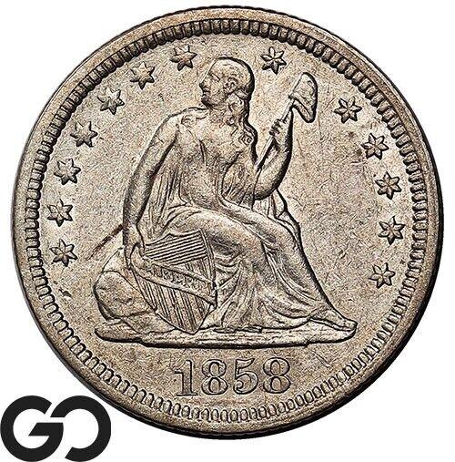 1858 Coins Seated Liberty Quarter