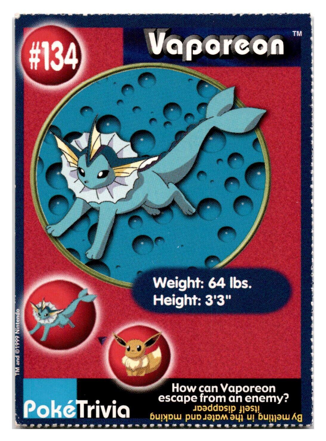 Vaporeon #134 Pokemon Burger King