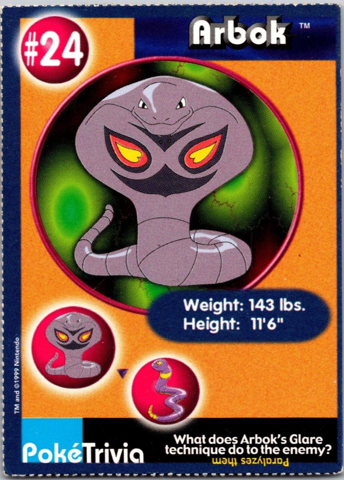 Arbok #24 Pokemon Burger King