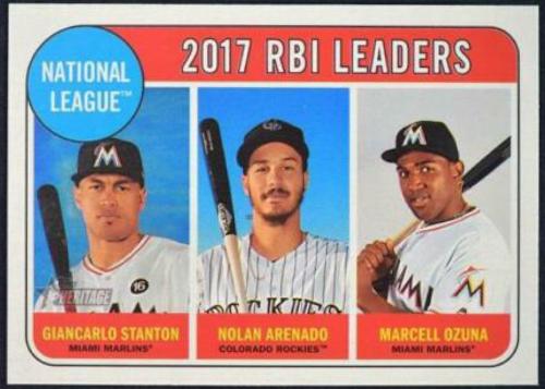 Giancarlo Stanton, Marcell Ozuna, Nolan Arenado #4 Baseball Cards 2018 Topps Heritage
