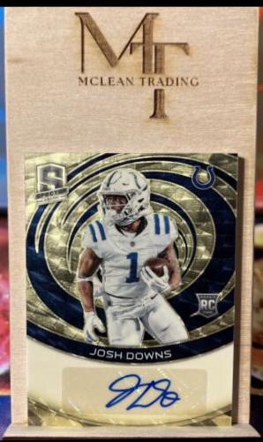 Josh Downs #21 Football Cards 2023 Panini Spectra Rookie Autograph Gold