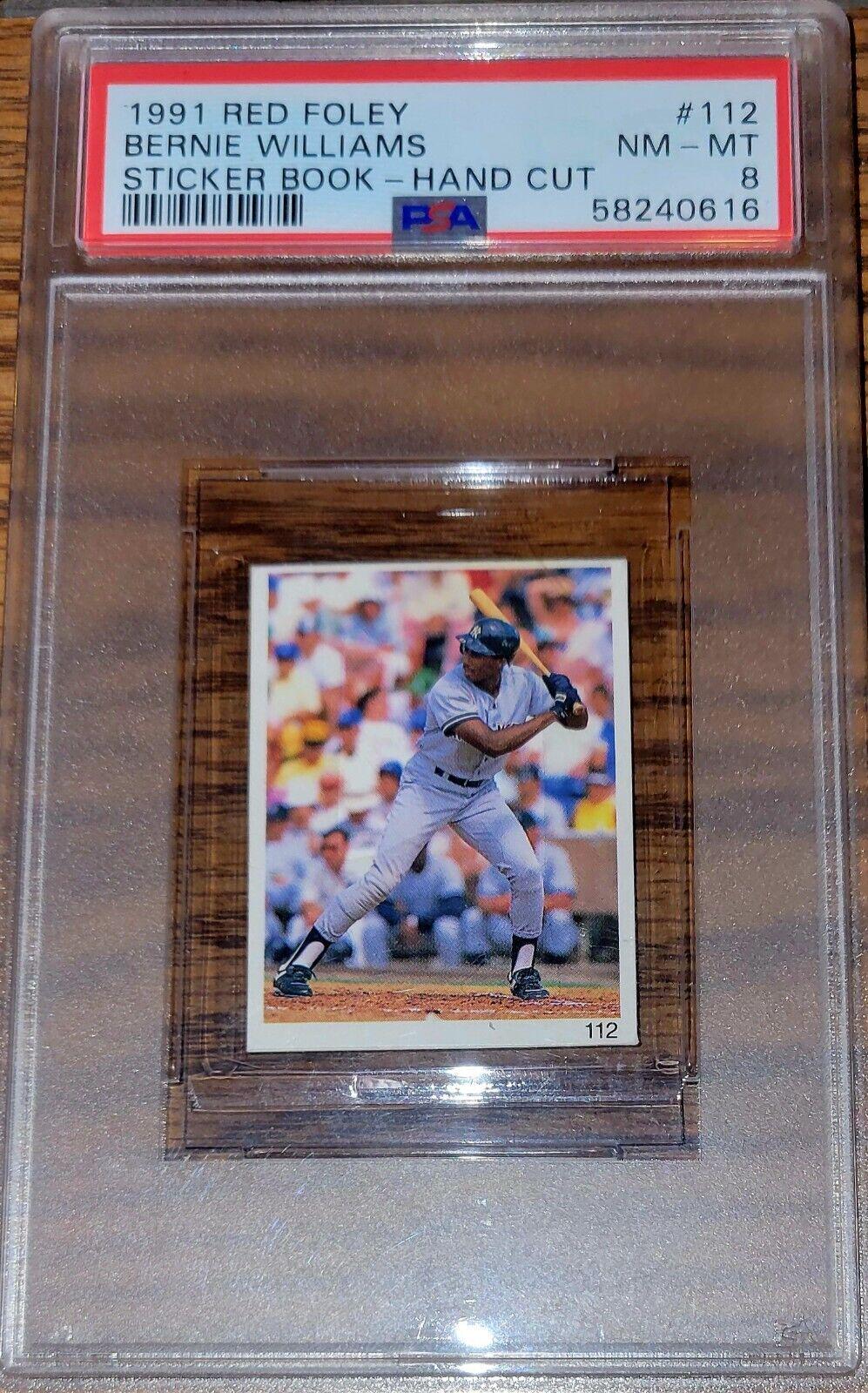 Bernie Williams #112 Baseball Cards 1991 Red Foley Sticker Book Hand Cut