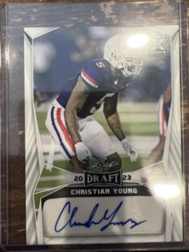 Christian Young #BA-CY1 Football Cards 2023 Leaf Draft Autographs