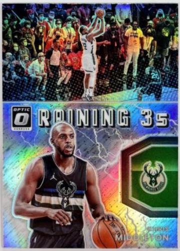Khris Middleton #3 Basketball Cards 2021 Panini Donruss Optic Raining 3s