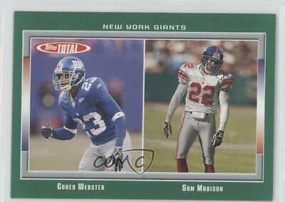 Corey Webster, Sam Madison #1 Football Cards 2006 Topps Total
