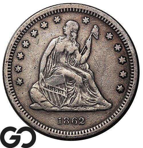 1862 Coins Seated Liberty Quarter